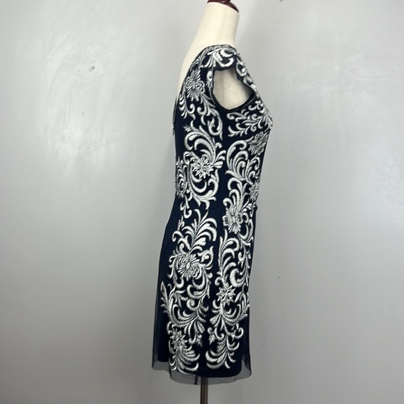 Aidan Mattox Beaded Patterned Blue and White Dress - Picture 5 of 9